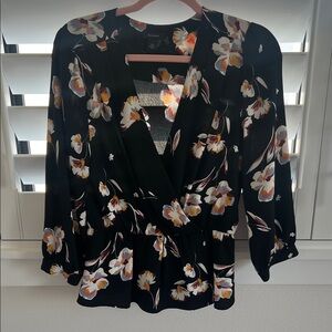 Halogen Black Floral Women's Blouse